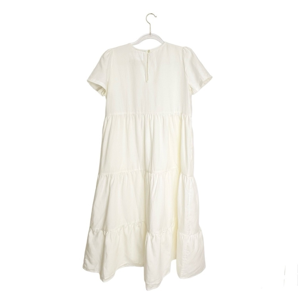 Tradlands Chalet Tiered Dress In Birch (Off-White) Xxs Linen Tercel New Nwt — image 4 of 8